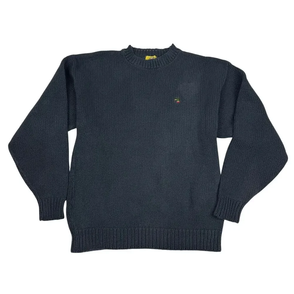 Duck Head Vintage Cotton Knit Sweater Crewneck Made USA Navy Blue Sz L